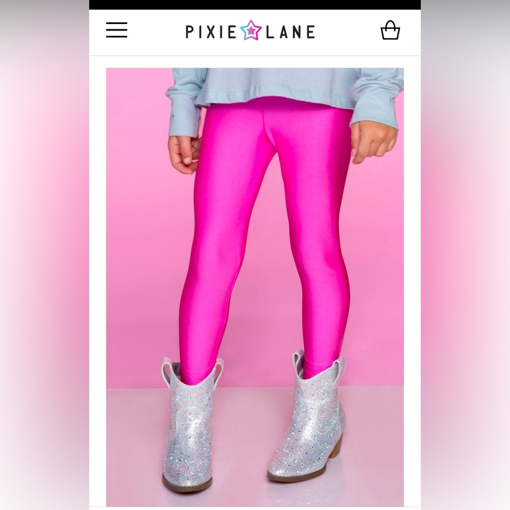 Pixie Lane Girls Hot Pink High Shine Leggings